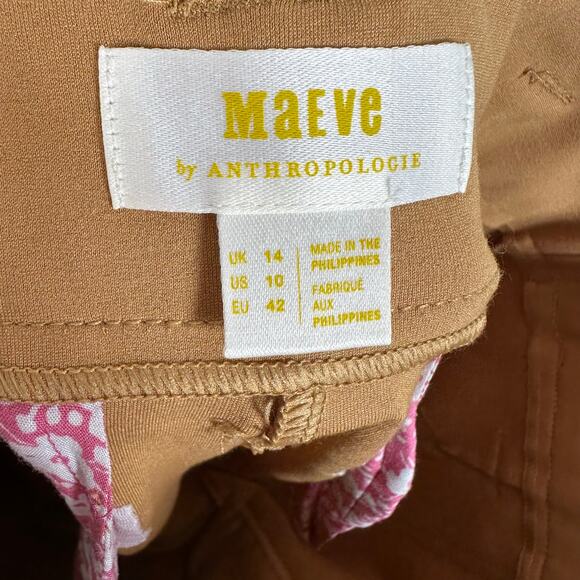 Maeve by Anthropologie Womens Naomi Ponte Wide Leg Flare Pants in Bronze Size 10 - Picture 4 of 15